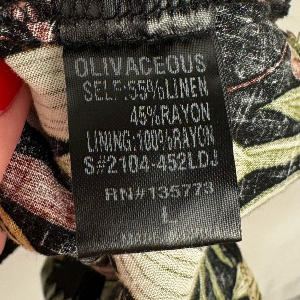 Olivaceous Black Tropical Leaves/Floral Back Cut Out A-Line‎ Mini Dress Sz Large - Picture 9 of 12